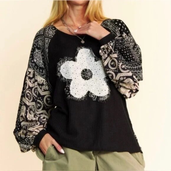 DAVI & DANI Tops - Davi & Dani - Floral Patchwork Top